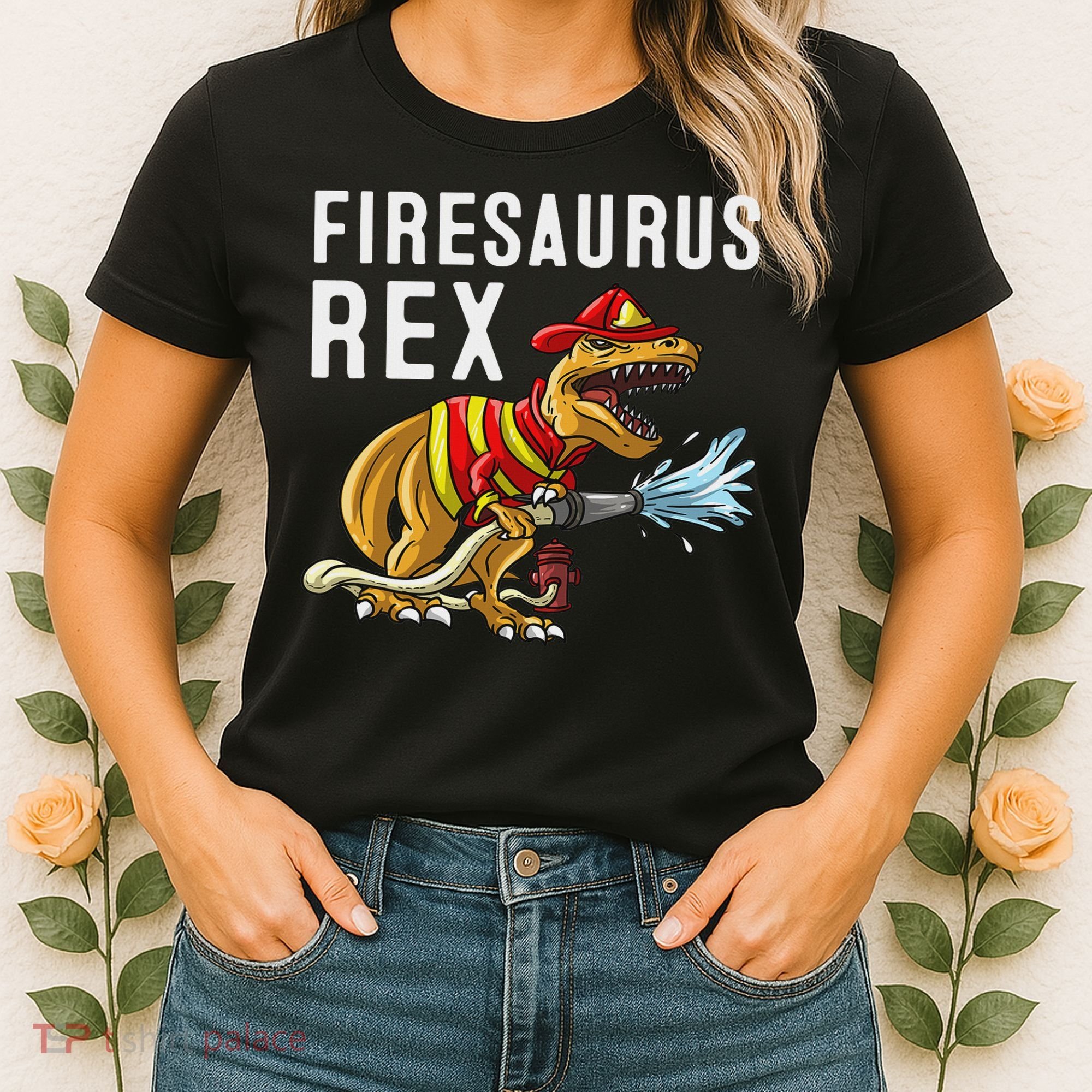 Funny Firemen Firefighter Gift Dino Cool Firesaurus Rex Women's T-Shirt