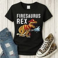 Funny Firemen Firefighter Gift Dino Cool Firesaurus Rex Women's T-Shirt thumb 3