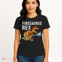 Funny Firemen Firefighter Gift Dino Cool Firesaurus Rex Women's T-Shirt thumb 4