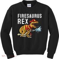 Funny Firemen Firefighter Gift Dino Cool Firesaurus Rex Kids Sweatshirt thumb 0