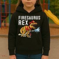 Funny Firemen Firefighter Gift Dino Cool Firesaurus Rex Kids Hoodie thumb 3