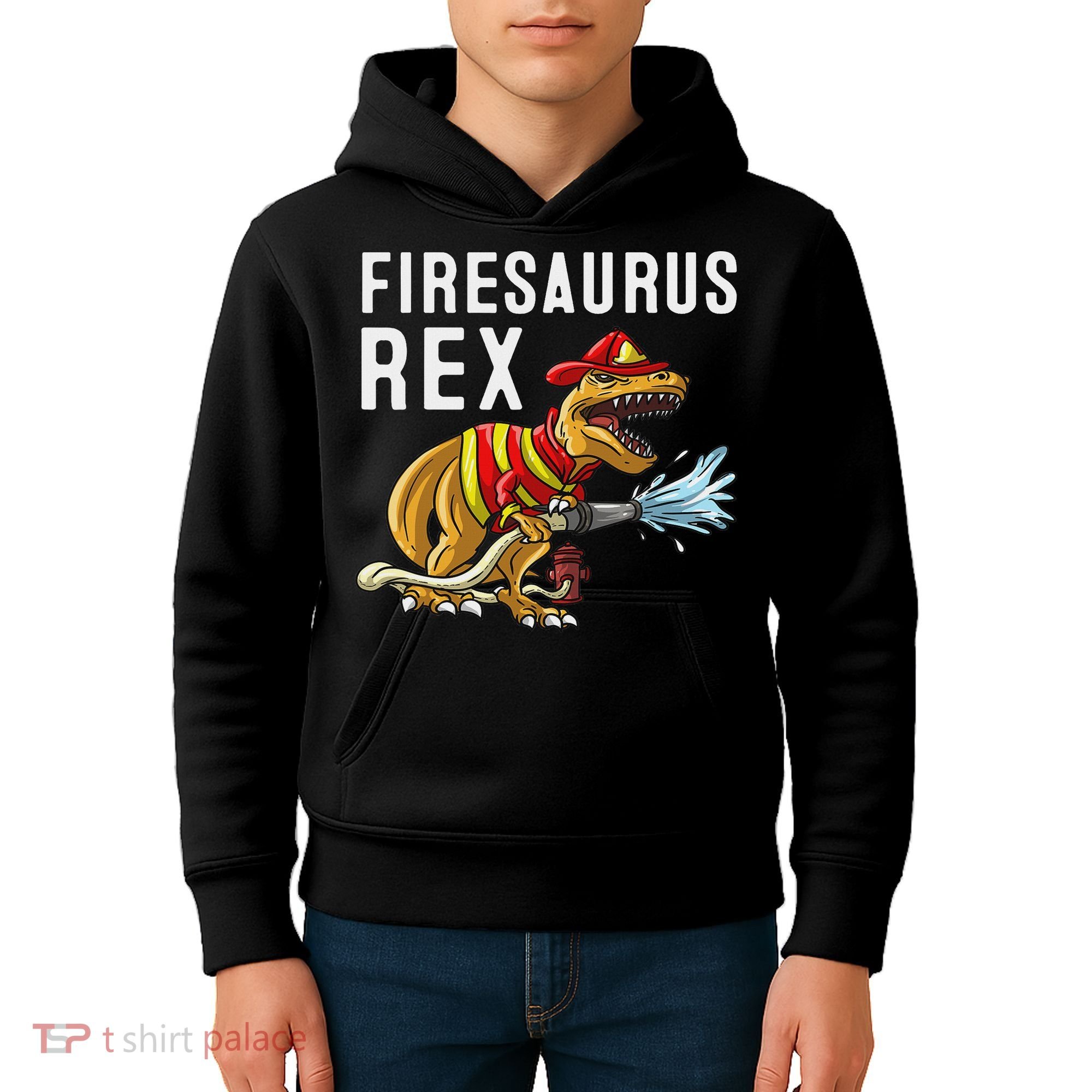 Funny Firemen Firefighter Gift Dino Cool Firesaurus Rex Kids Hoodie