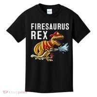 Funny Firemen Firefighter Gift Dino Cool Firesaurus Rex Kids T-Shirt thumb 0