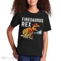 Funny Firemen Firefighter Gift Dino Cool Firesaurus Rex Kids T-Shirt thumb 2