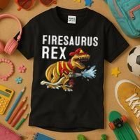 Funny Firemen Firefighter Gift Dino Cool Firesaurus Rex Kids T-Shirt thumb 3