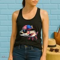 Funny Fishing & Fisherman Rainbow Trout American Flag Women's Tank Top thumb 2