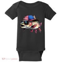 Funny Fishing & Fisherman Rainbow Trout American Flag Baby Bodysuit thumb 0