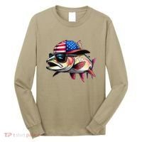 Funny Fishing & Fisherman Rainbow Trout American Flag Long Sleeve Shirt thumb 0