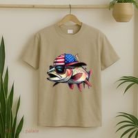 Funny Fishing & Fisherman Rainbow Trout American Flag T-Shirt thumb 2