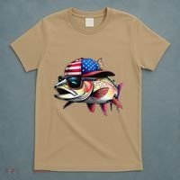 Funny Fishing & Fisherman Rainbow Trout American Flag T-Shirt thumb 5