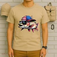 Funny Fishing & Fisherman Rainbow Trout American Flag T-Shirt thumb 6