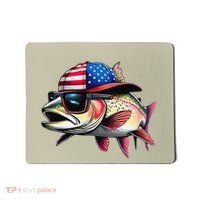 Funny Fishing & Fisherman Rainbow Trout American Flag Mousepad thumb 0