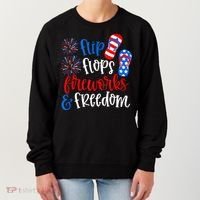 Flip Flops Fireworks And Freedom 4th Of July Us Flag Women's Sweatshirt thumb 0