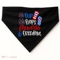 Flip Flops Fireworks And Freedom 4th Of July Us Flag USA-Made Doggie Bandana thumb 0