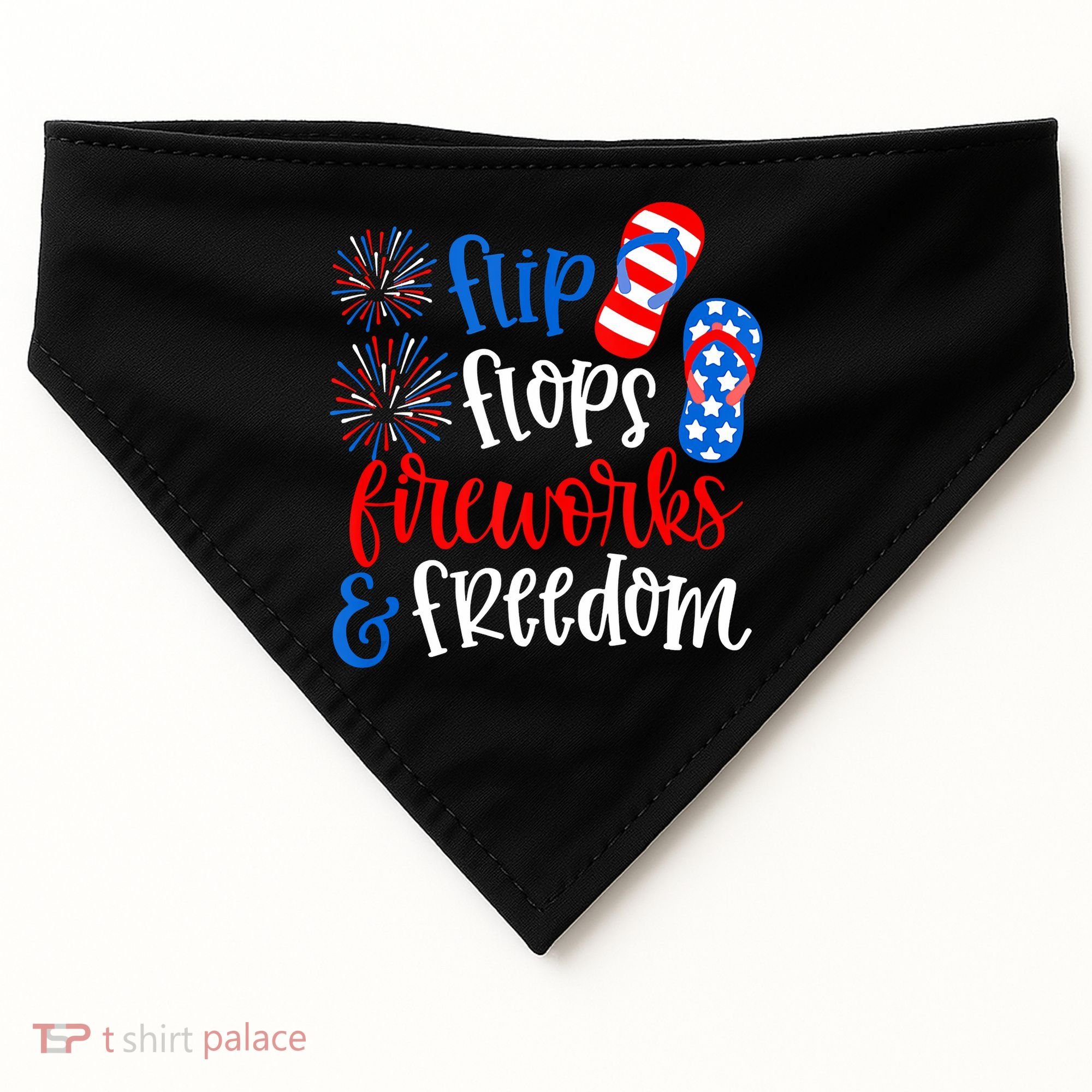 Flip Flops Fireworks And Freedom 4th Of July Us Flag USA-Made Doggie Bandana