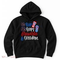 Flip Flops Fireworks And Freedom 4th Of July Us Flag Hoodie thumb 0