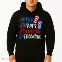 Flip Flops Fireworks And Freedom 4th Of July Us Flag Hoodie thumb 2