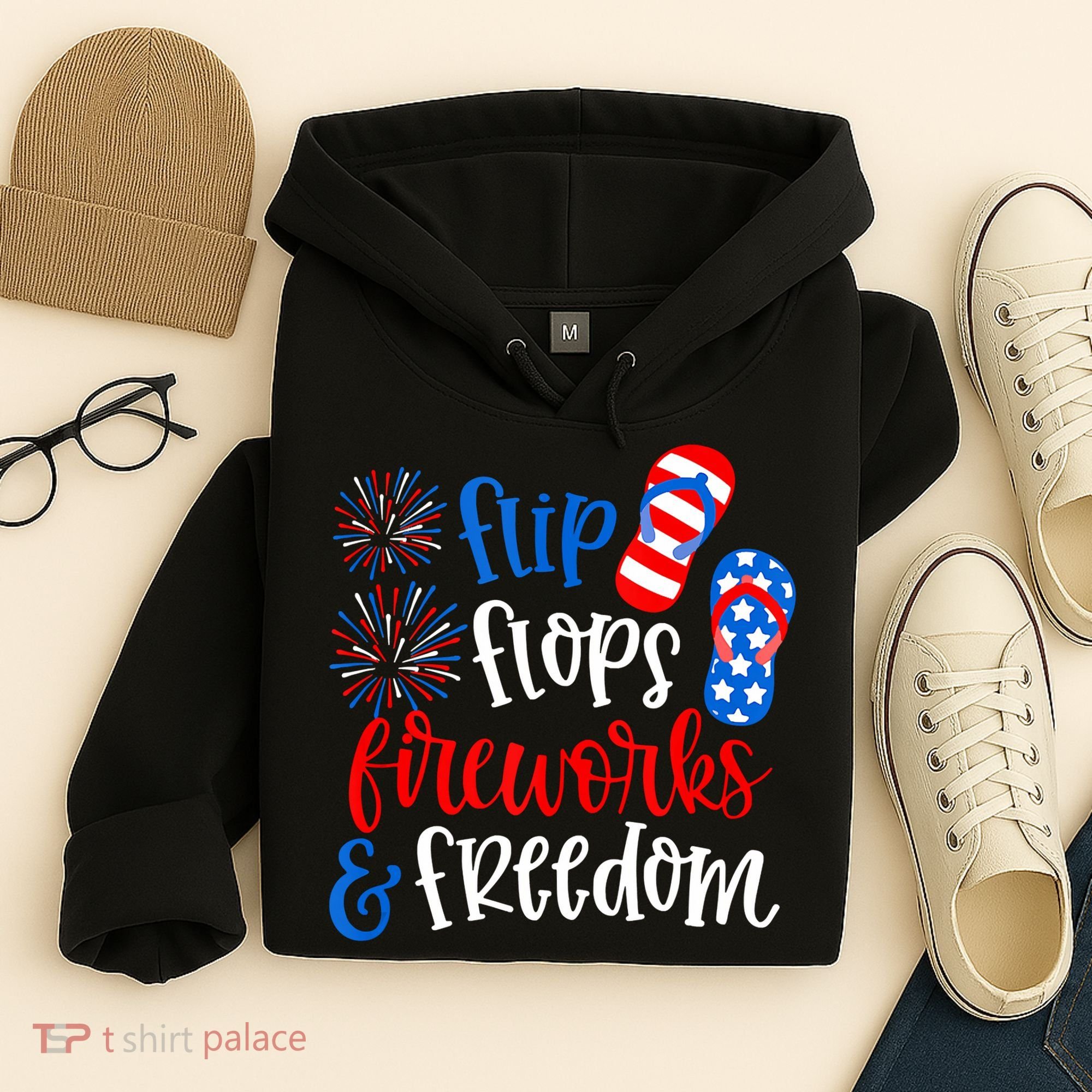 Flip Flops Fireworks And Freedom 4th Of July Us Flag Hoodie