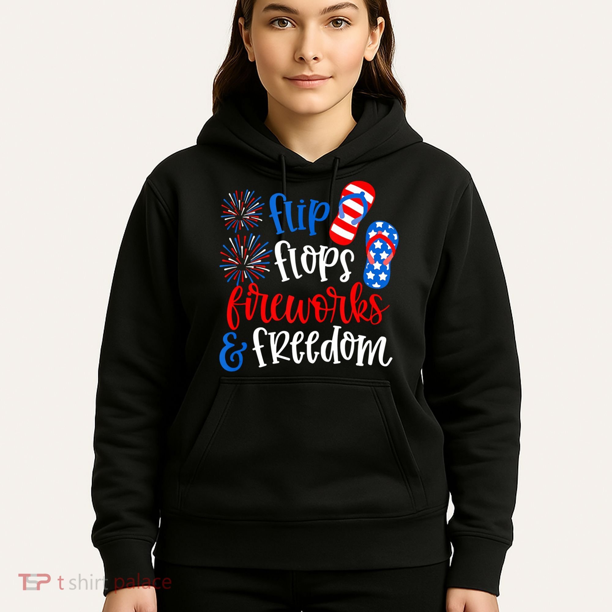 Flip Flops Fireworks And Freedom 4th Of July Us Flag Hoodie