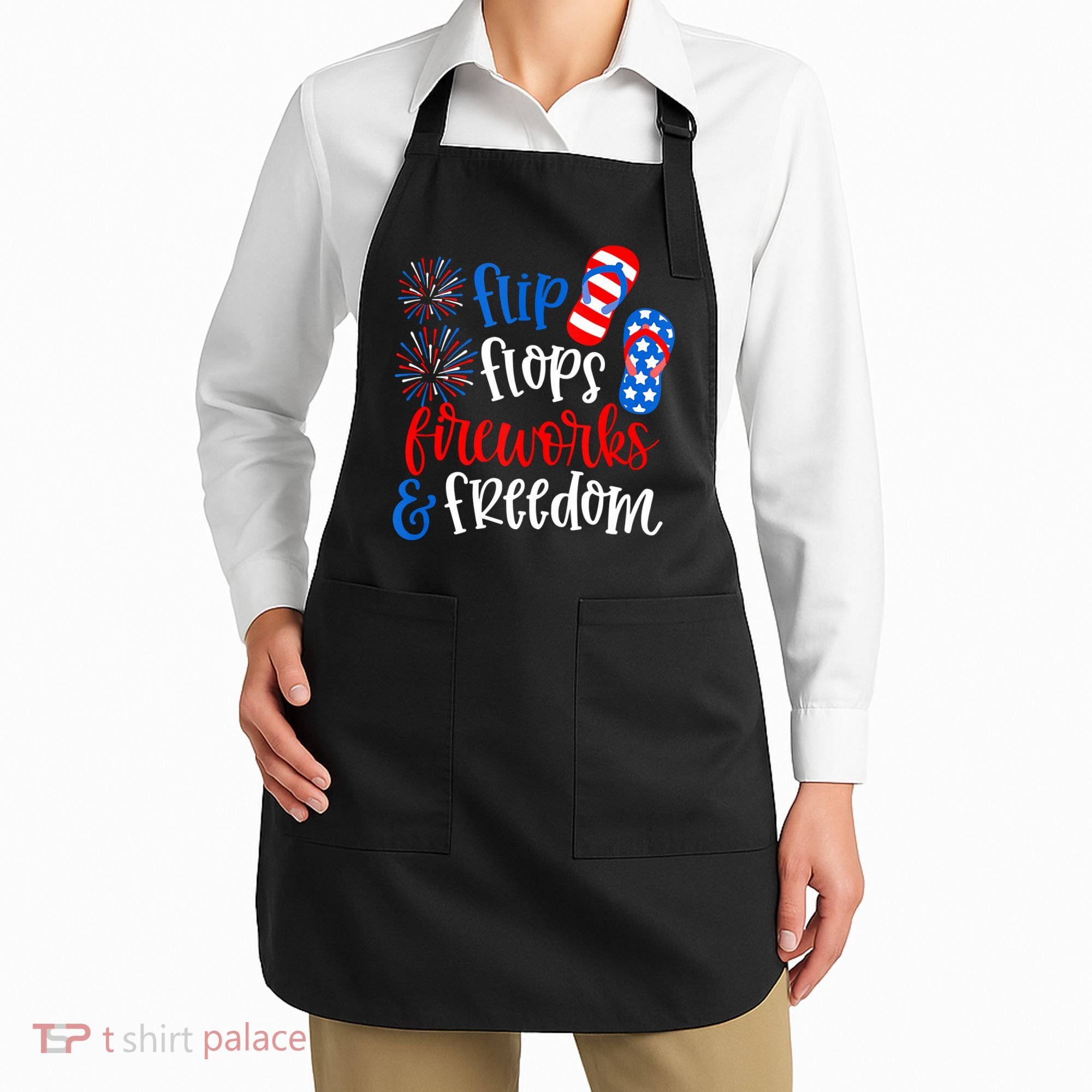 Flip Flops Fireworks And Freedom 4th Of July Us Flag Apron