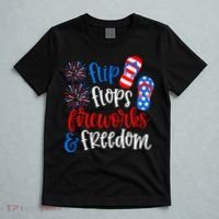 Flip Flops Fireworks And Freedom 4th Of July Us Flag T-Shirt thumb 5