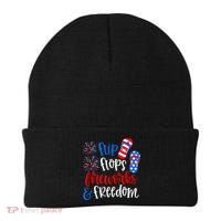 Flip Flops Fireworks And Freedom 4th Of July Us Flag Beanie thumb 0