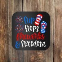 Flip Flops Fireworks And Freedom 4th Of July Us Flag Coaster thumb 0