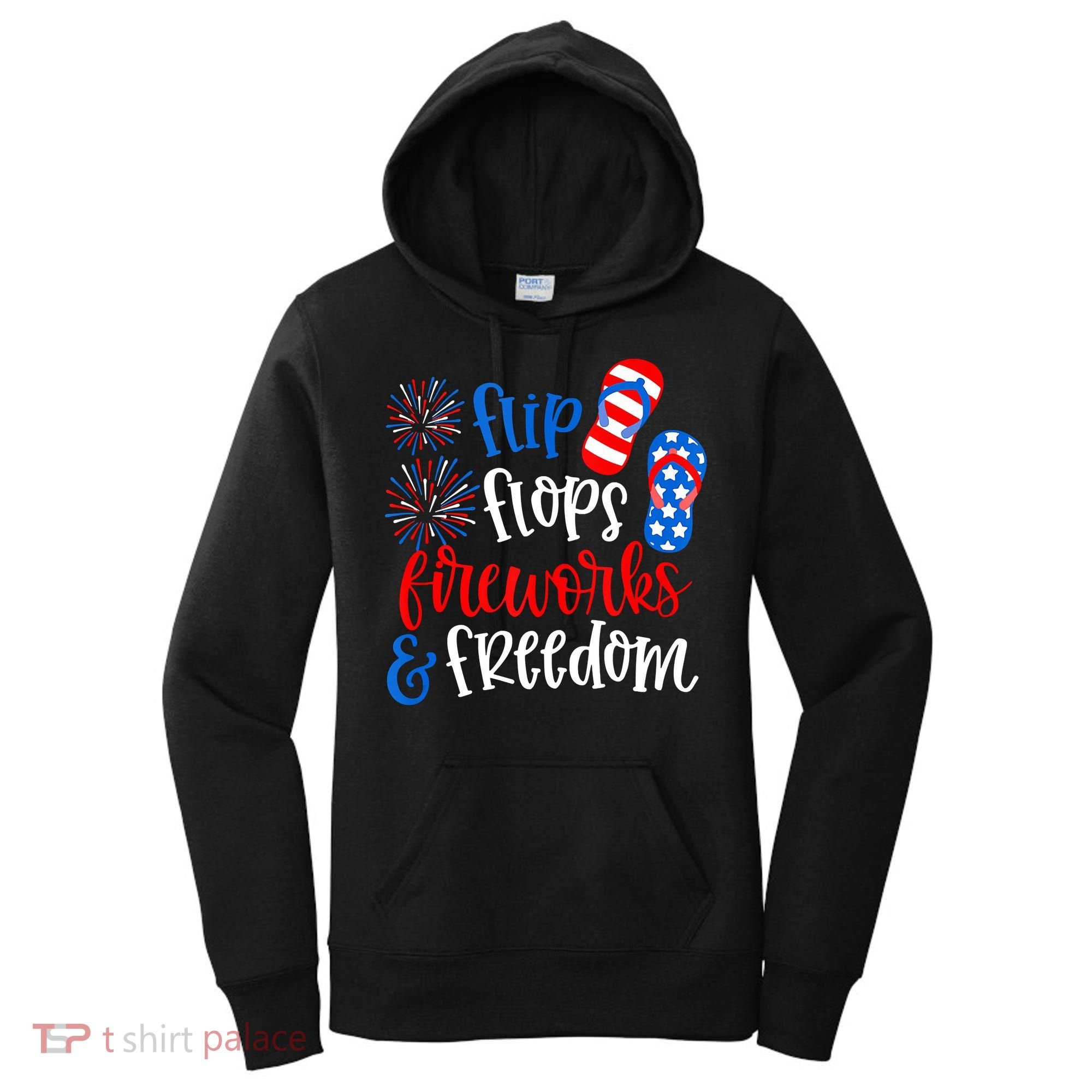 Flip Flops Fireworks And Freedom 4th Of July Us Flag Women's Hoodie