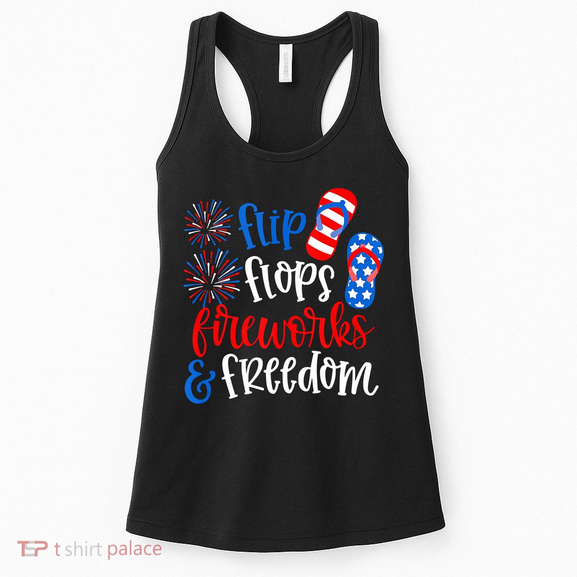 Flip Flops Fireworks And Freedom 4th Of July Us Flag Women's Tank Top