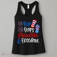 Flip Flops Fireworks And Freedom 4th Of July Us Flag Women's Tank Top thumb 3