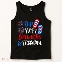Flip Flops Fireworks And Freedom 4th Of July Us Flag Tank Top thumb 2