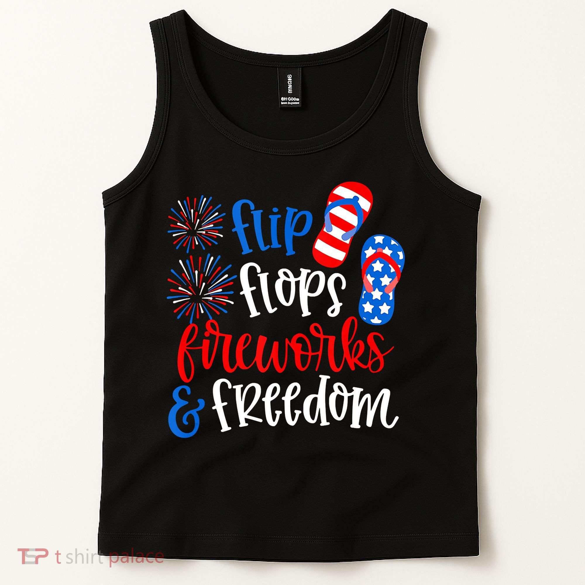 Flip Flops Fireworks And Freedom 4th Of July Us Flag Tank Top