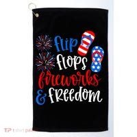 Flip Flops Fireworks And Freedom 4th Of July Us Flag Golf Towel thumb 0