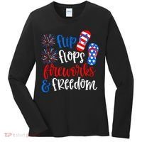 Flip Flops Fireworks And Freedom 4th Of July Us Flag Women's Long Sleeve Shirt thumb 0