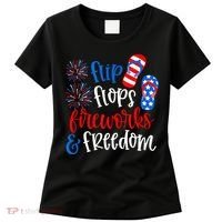 Flip Flops Fireworks And Freedom 4th Of July Us Flag Women's T-Shirt thumb 0
