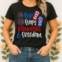 Flip Flops Fireworks And Freedom 4th Of July Us Flag Women's T-Shirt thumb 2