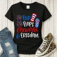 Flip Flops Fireworks And Freedom 4th Of July Us Flag Women's T-Shirt thumb 3