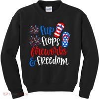 Flip Flops Fireworks And Freedom 4th Of July Us Flag Kids Sweatshirt thumb 0