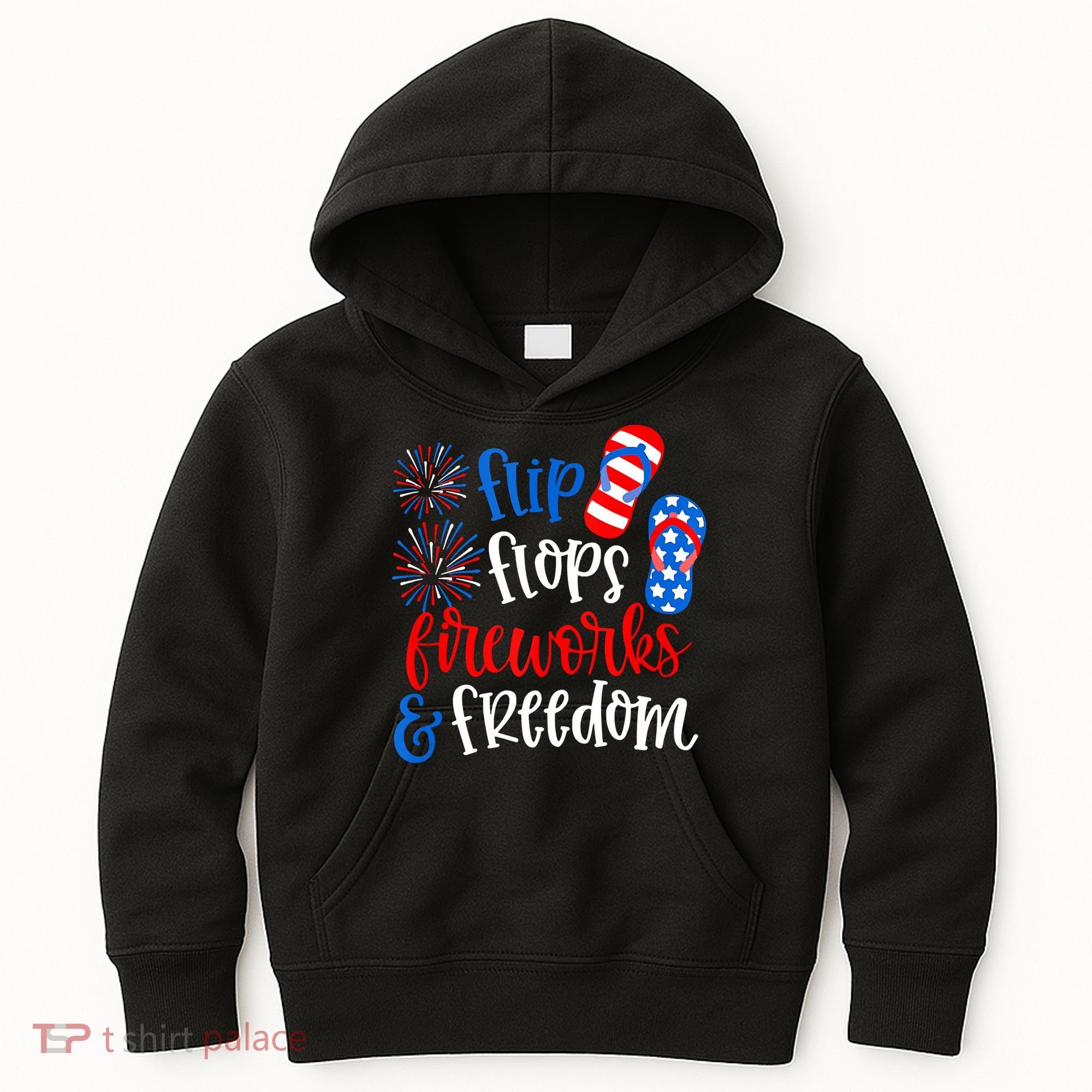 Flip Flops Fireworks And Freedom 4th Of July Us Flag Kids Hoodie
