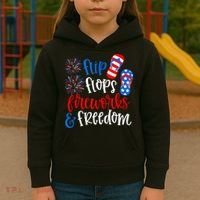 Flip Flops Fireworks And Freedom 4th Of July Us Flag Kids Hoodie thumb 3