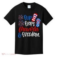 Flip Flops Fireworks And Freedom 4th Of July Us Flag Kids T-Shirt thumb 0