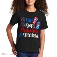 Flip Flops Fireworks And Freedom 4th Of July Us Flag Kids T-Shirt thumb 2
