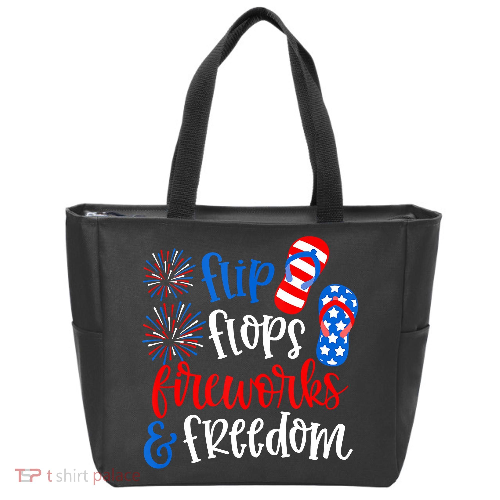 Flip Flops Fireworks And Freedom 4th Of July Us Flag Tote Bag