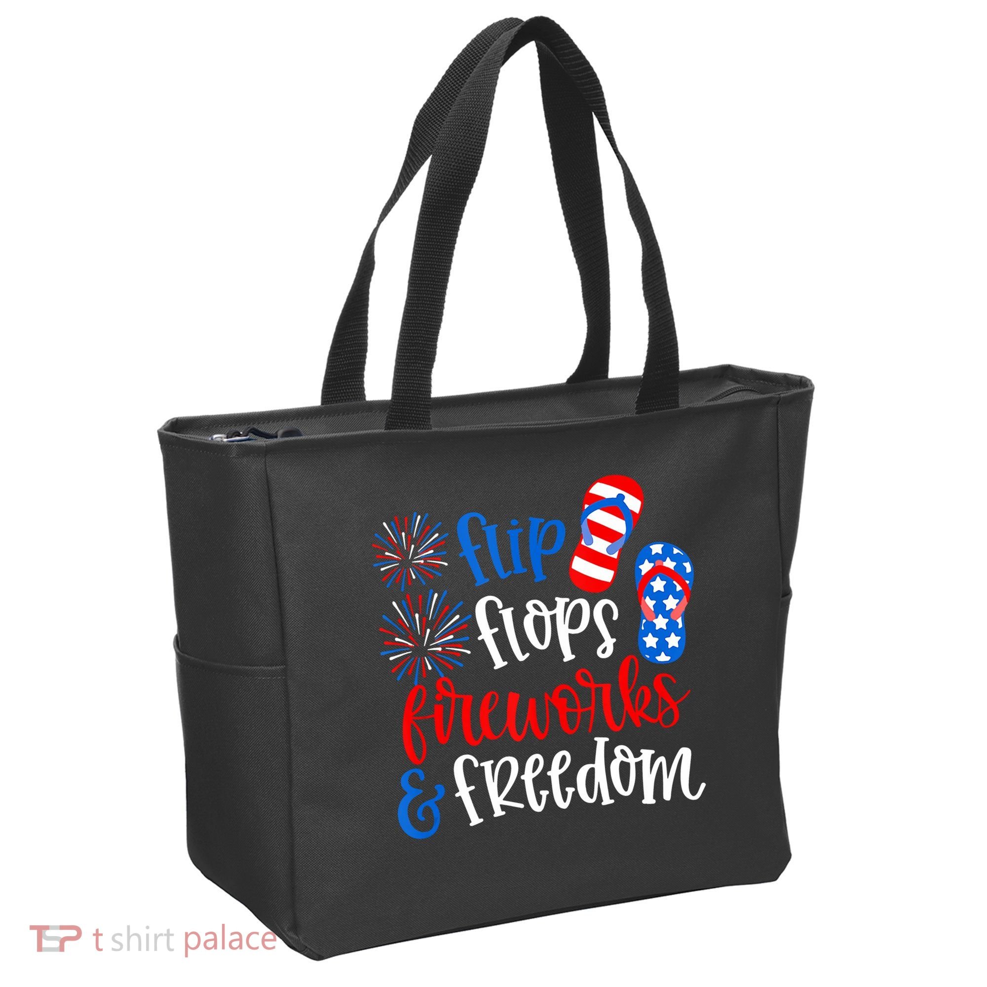 Flip Flops Fireworks And Freedom 4th Of July Us Flag Tote Bag