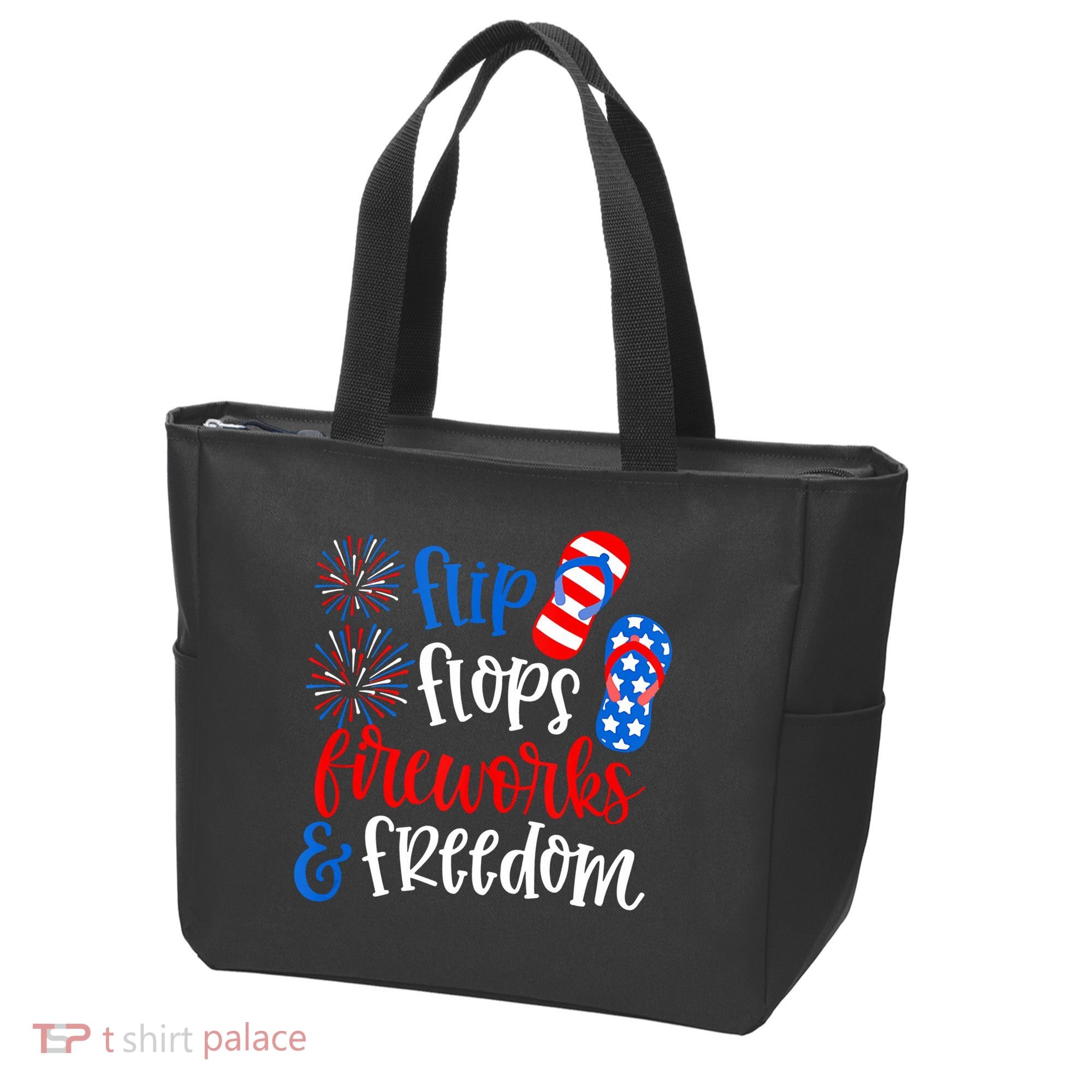 Flip Flops Fireworks And Freedom 4th Of July Us Flag Tote Bag