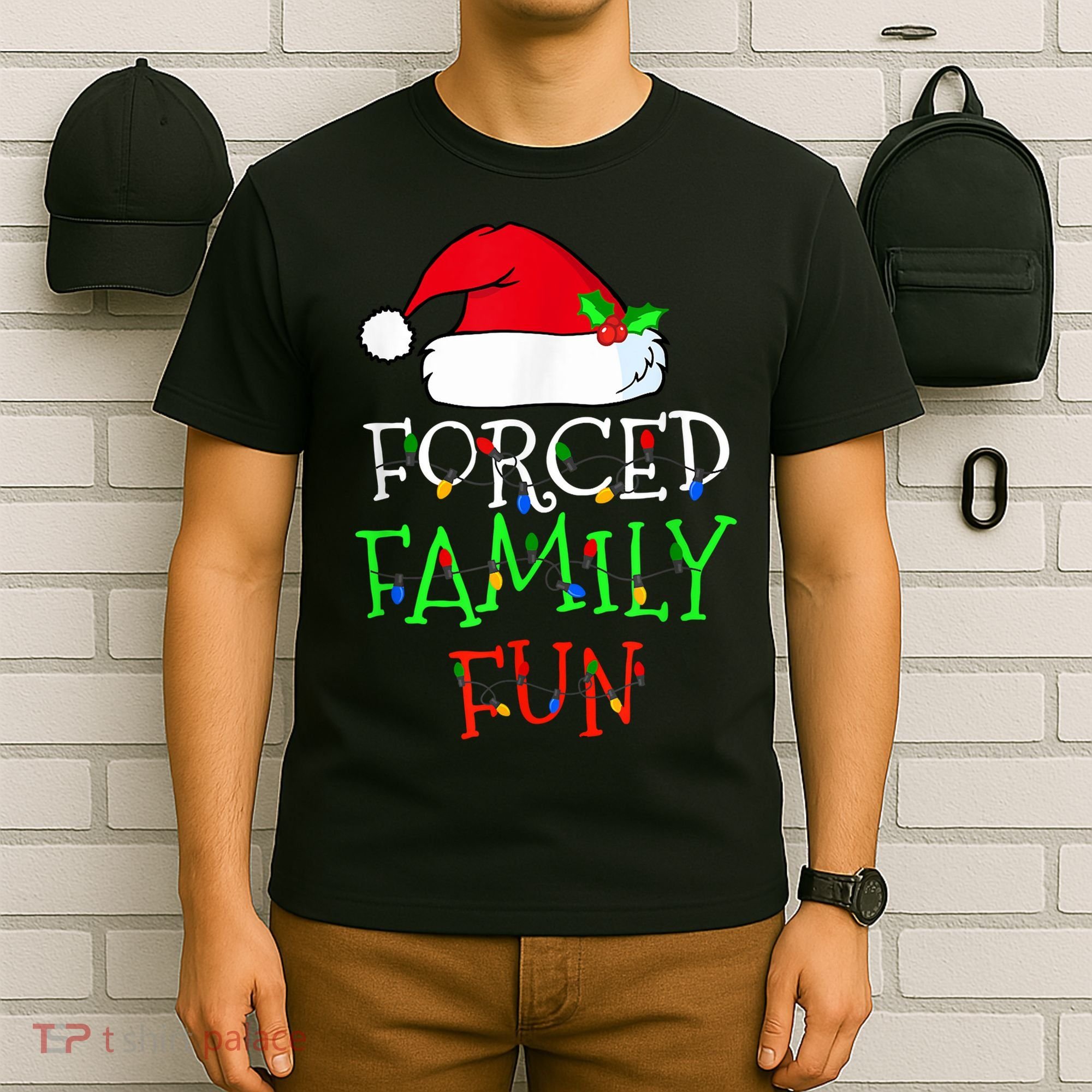 Forced Family Fun Sarcastic Christmas Pajama Family Funny T-Shirt