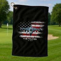 F16 Fighting Falcon Military Jet Aircraft Pilot Veteran Golf Towel thumb 1