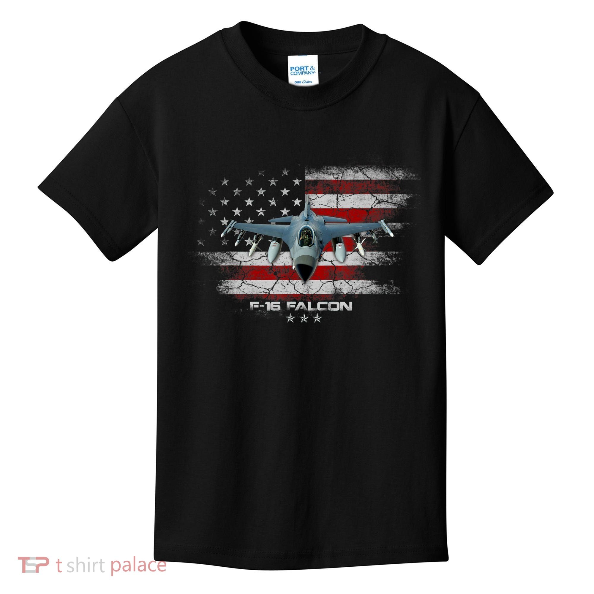 F16 Fighting Falcon Military Jet Aircraft Pilot Veteran Kids T-Shirt