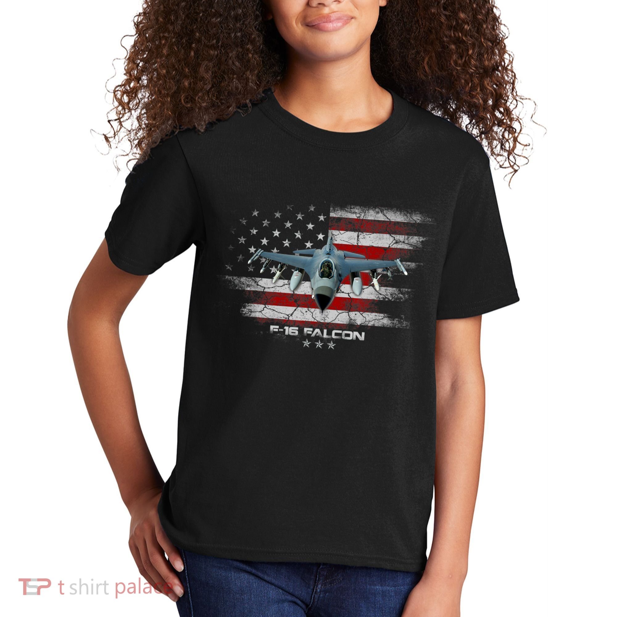 F16 Fighting Falcon Military Jet Aircraft Pilot Veteran Kids T-Shirt