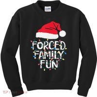 Forced Family Fun Sarcastic Christmas Funny Kids Sweatshirt thumb 0